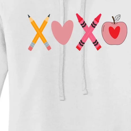 Xoxo Valentines Day Pencil Apple School Women's Pullover Hoodie