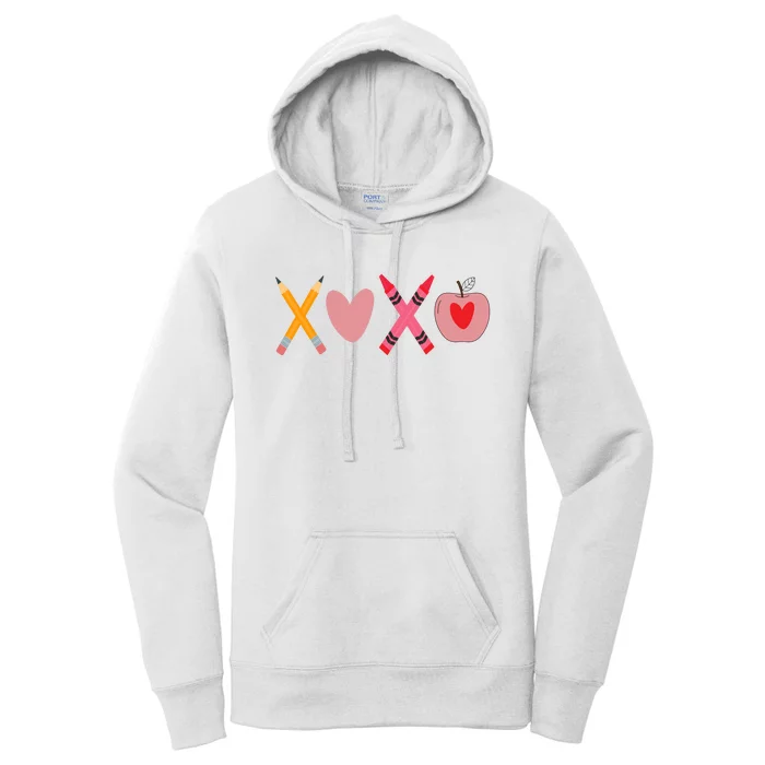 Xoxo Valentines Day Pencil Apple School Women's Pullover Hoodie