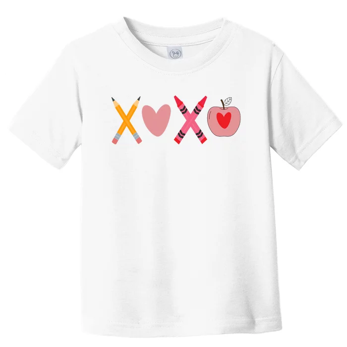 Xoxo Valentines Day Pencil Apple School Toddler T-Shirt