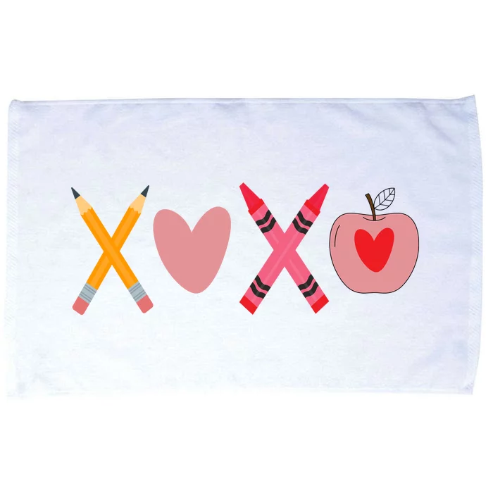 Xoxo Valentines Day Pencil Apple School Microfiber Hand Towel