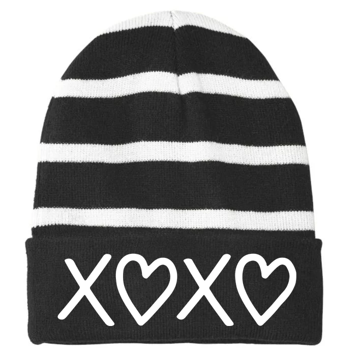 Xoxo Valentines Day Striped Beanie with Solid Band