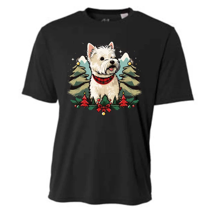 Xmas West Highland White Terrier Santa on Christmas Westie Cooling Performance Crew T-Shirt