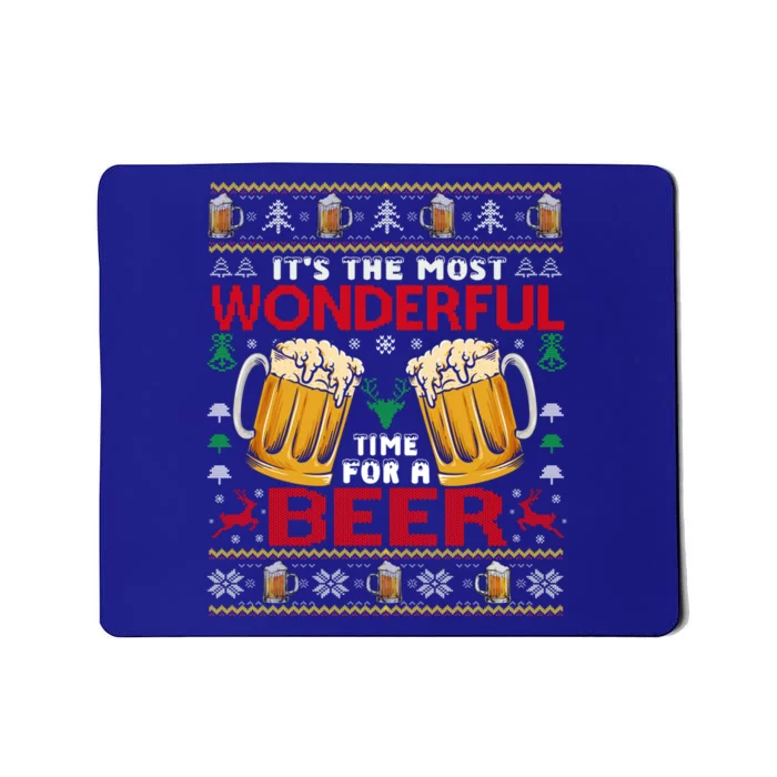 Xmas Wonderful Time For A Beer Ugly Christmas Sweaters Gift Mousepad