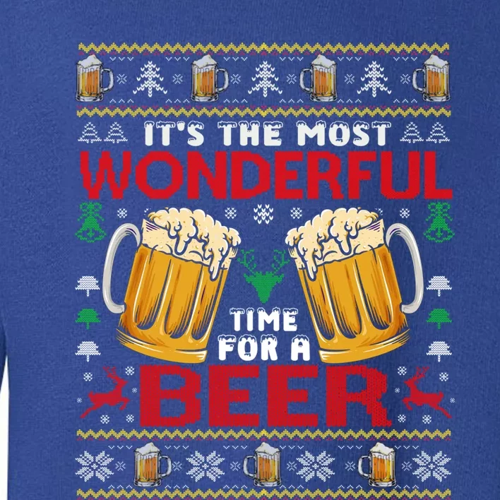 Xmas Wonderful Time For A Beer Ugly Christmas Sweaters Gift Toddler Sweatshirt