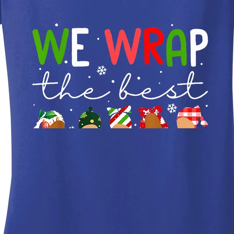 Xmas We Wrap The Best Presents L D NICU Mother Baby Nurse Women's V-Neck T-Shirt