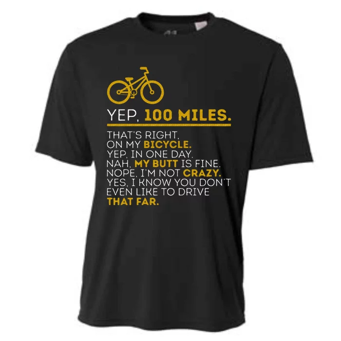 Yep 100 Miles Bike Cycling Humor Cyclist Bicycle Riding Love Cooling Performance Crew T-Shirt