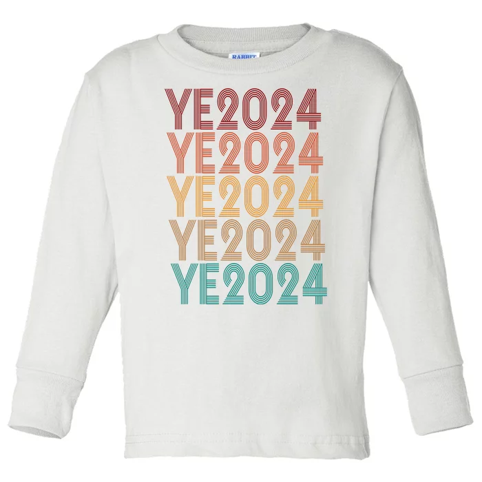 Ye 2024 Kanye For President Retro Toddler Long Sleeve Shirt