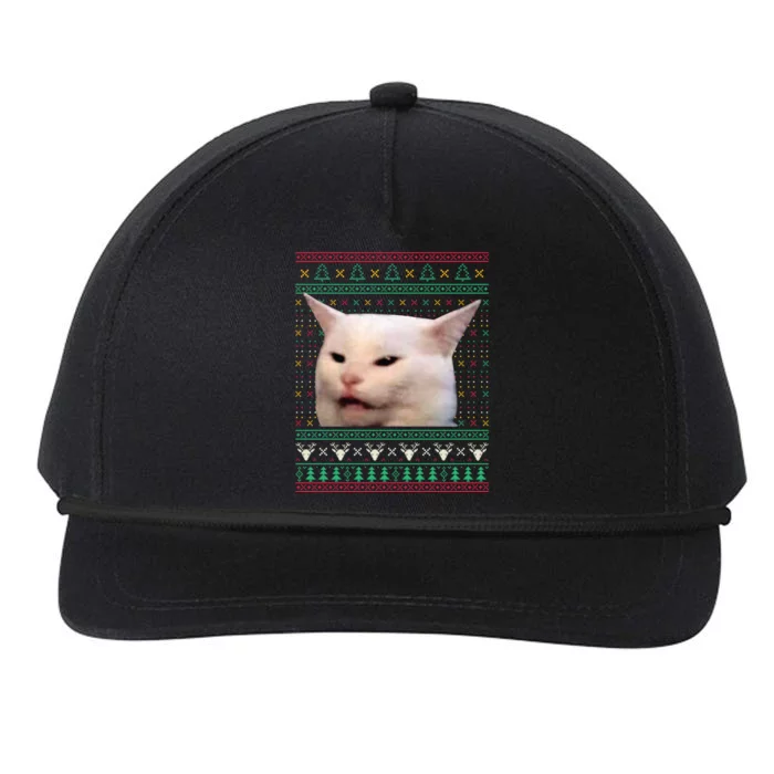 Yelling At A Cat Ugly XMas Sweaters Funny Meme Dress Great Gift Snapback Five-Panel Rope Hat