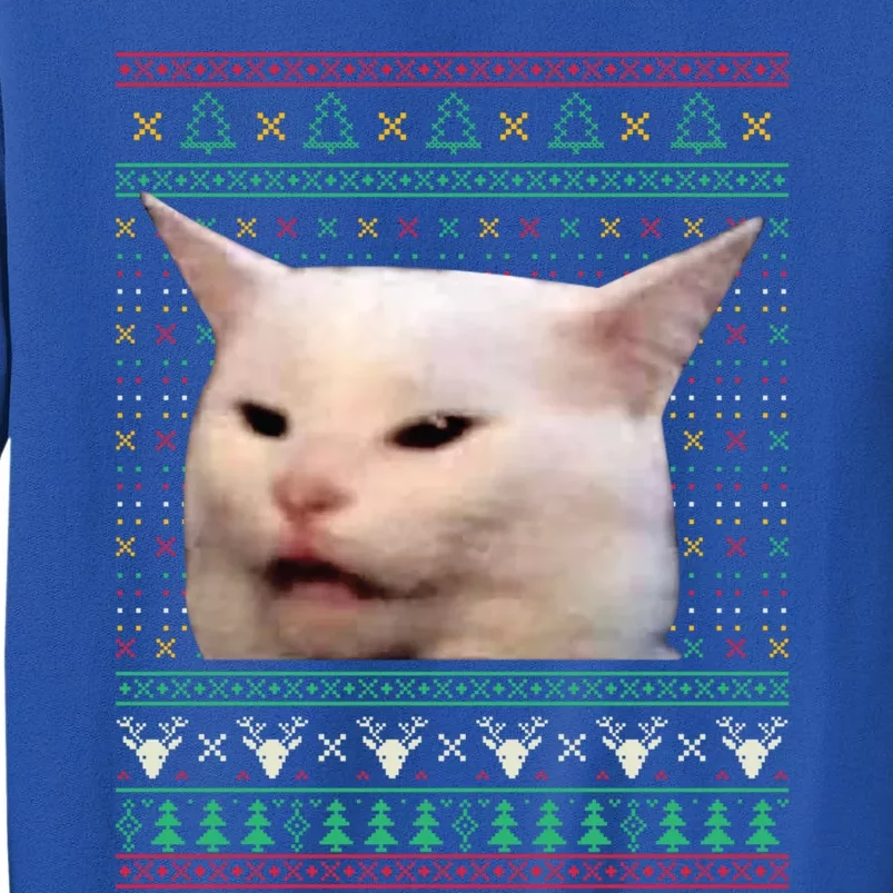 Yelling At A Cat Ugly XMas Sweaters Funny Meme Dress Great Gift Tall Sweatshirt