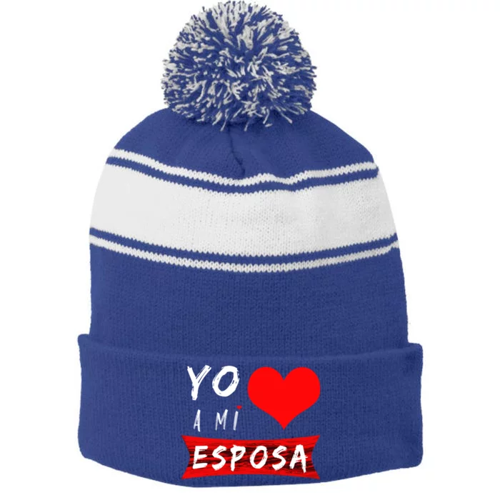 Yo Amo A Mi Toxico San Valentin Gift Stripe Pom Pom Beanie