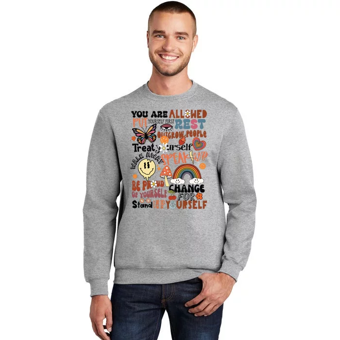 You Are Allowed To Thrive Retro Front Pocket Tall Sweatshirt