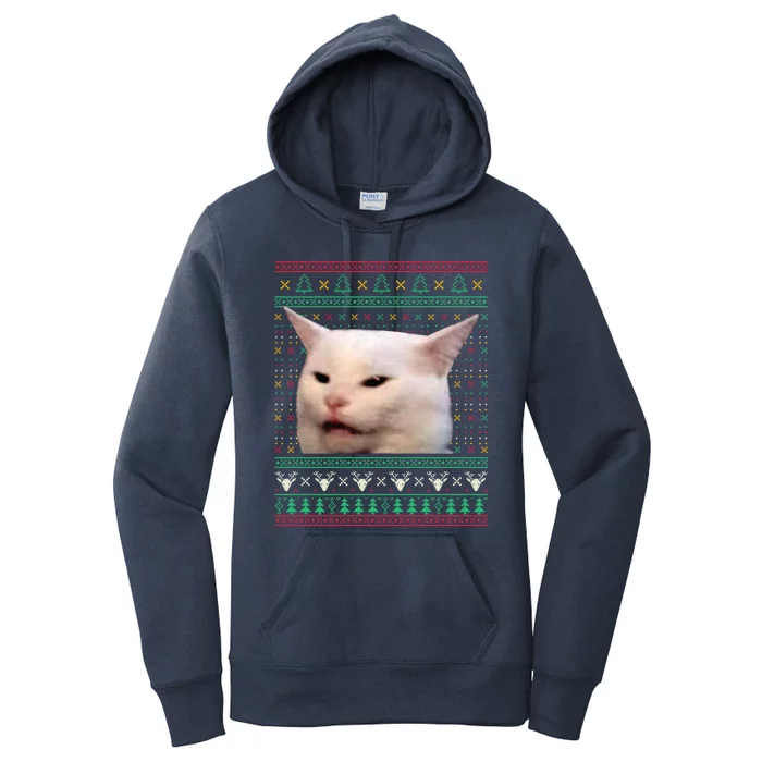 Yelling At A Cat Ugly Xmas Funny Meme Dress Gift Women's Pullover Hoodie