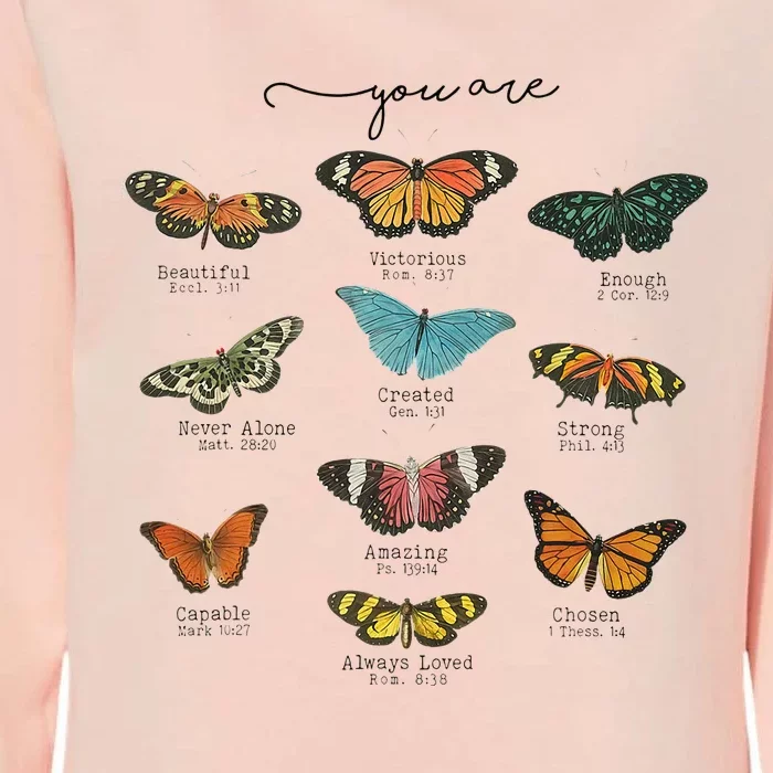 You Are Beautiful Bible Verse Religious Christian Butterfly Womens California Wash Sweatshirt