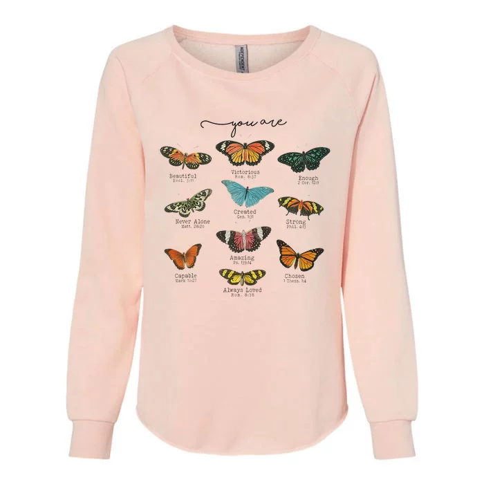 You Are Beautiful Bible Verse Religious Christian Butterfly Womens California Wash Sweatshirt