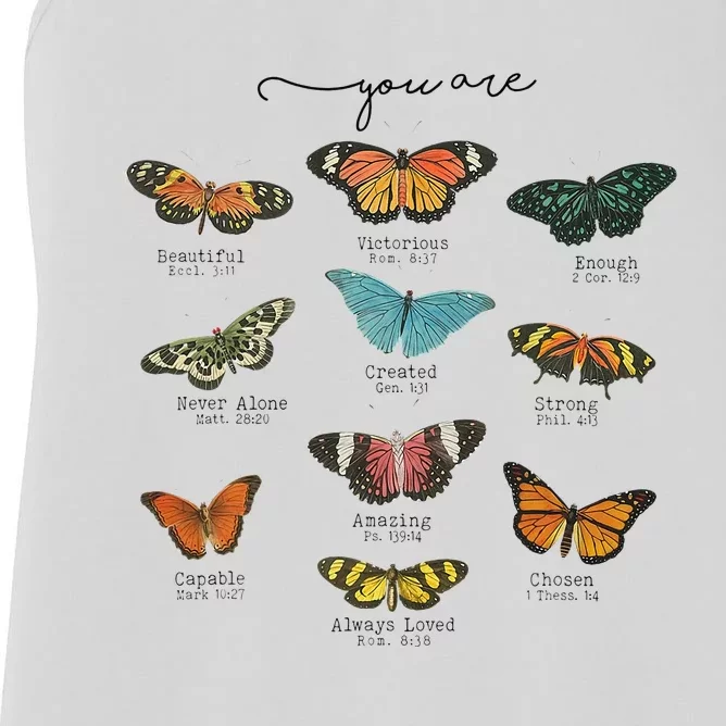 You Are Beautiful Bible Verse Religious Christian Butterfly Women's Racerback Tank