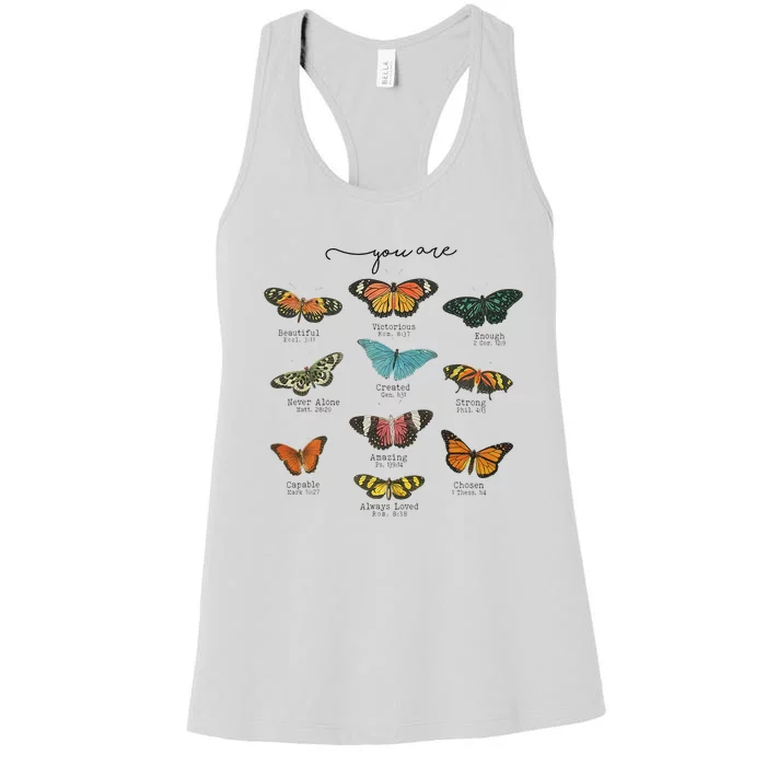 You Are Beautiful Bible Verse Religious Christian Butterfly Women's Racerback Tank