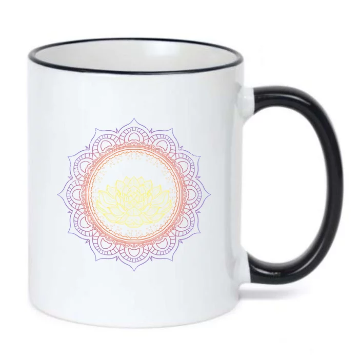 Yoga Art Buddhist Flower Blossom Spiritual Dala Lotus Gift Black Color Changing Mug