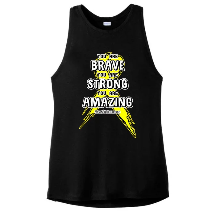 You Are Brave Strong Amazing! Spina Bifida Awareness Funny Gift Ladies Tri-Blend Wicking Tank