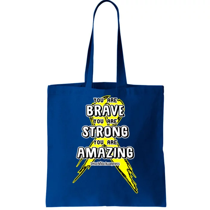 You Are Brave Strong Amazing! Spina Bifida Awareness Funny Gift Tote Bag