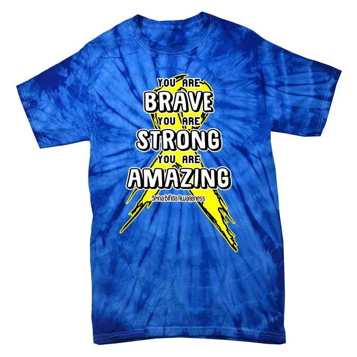 You Are Brave Strong Amazing! Spina Bifida Awareness Funny Gift Tie-Dye T-Shirt