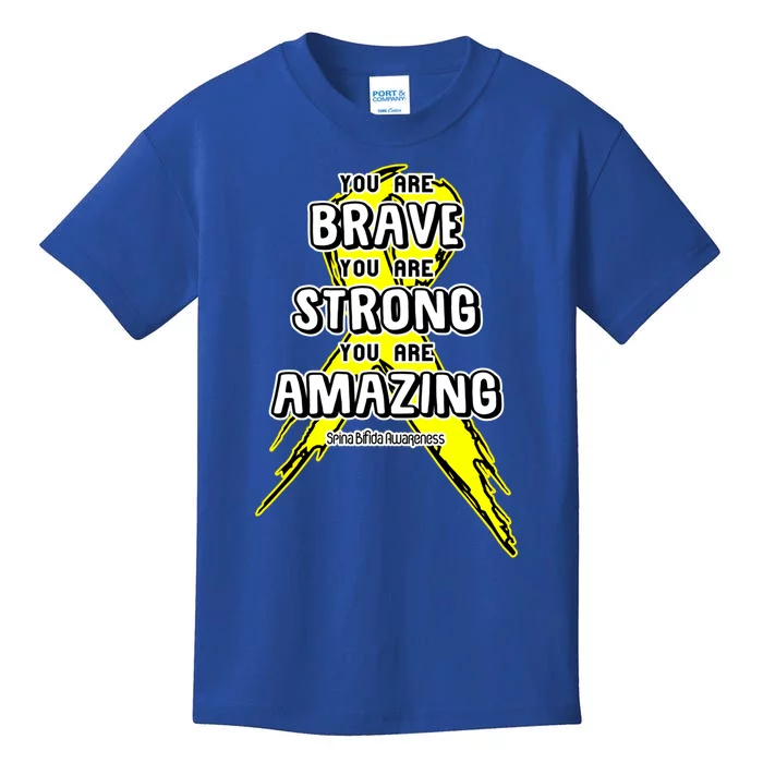 You Are Brave Strong Amazing! Spina Bifida Awareness Funny Gift Kids T-Shirt