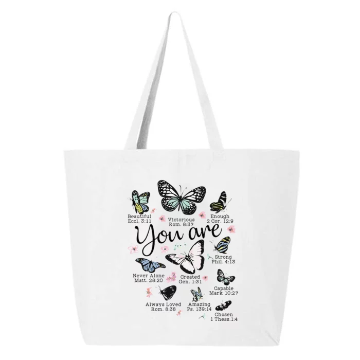 You Are Beautiful Bible Verse Religious Christian Butterfly 25L Jumbo Tote