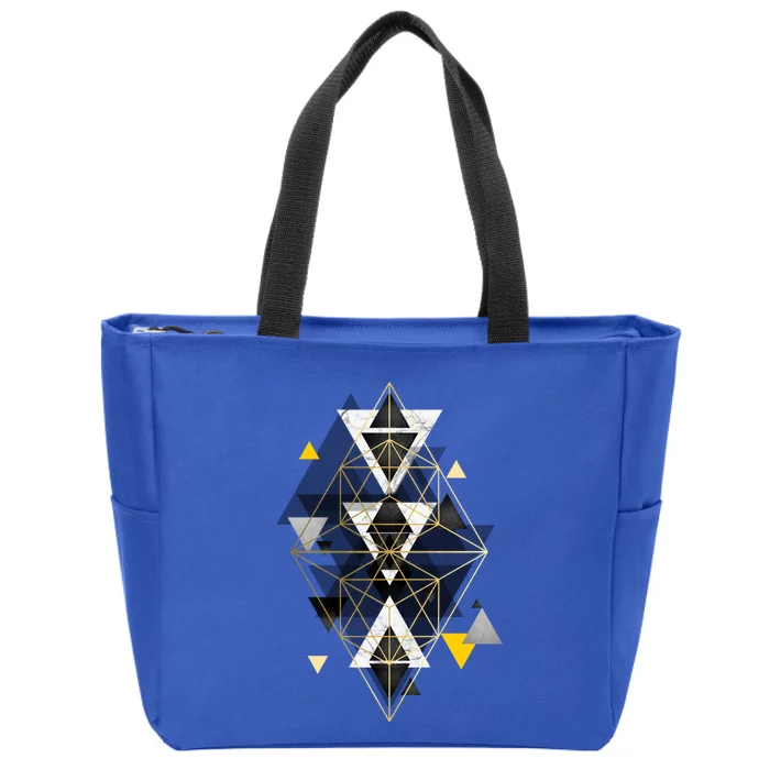 Yellow And Black Geometric Zip Tote Bag