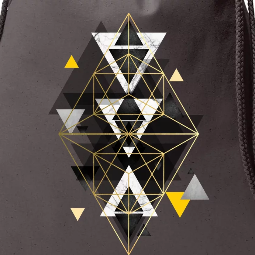 Yellow And Black Geometric Drawstring Bag