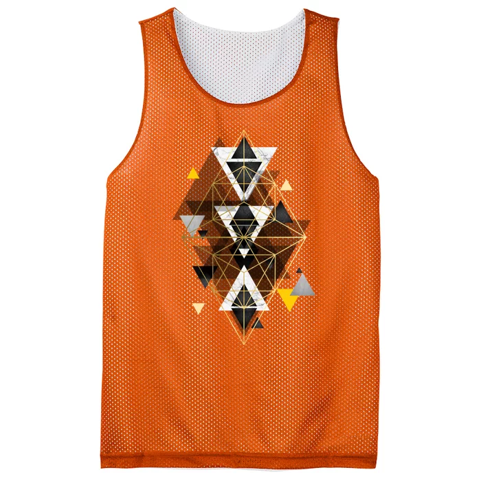 Yellow And Black Geometric Mesh Reversible Basketball Jersey Tank