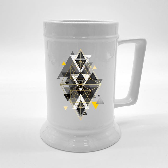 Yellow And Black Geometric Front & Back Beer Stein