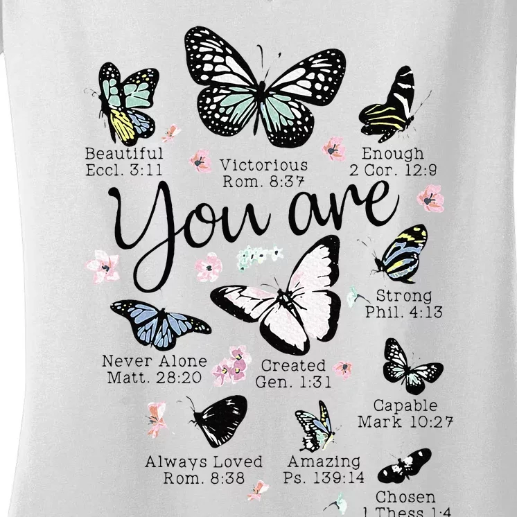 You Are Beautiful Bible Verse Religious Christian Women's V-Neck T-Shirt