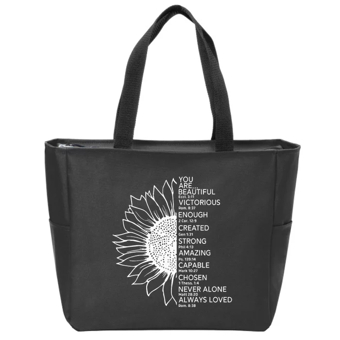 You Are Beautiful Bible Verse Zip Tote Bag