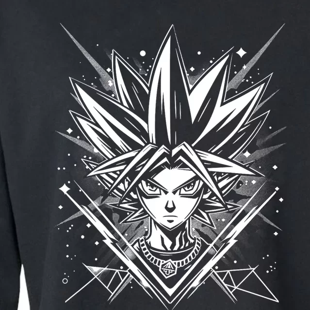 Yugioh Anime Cards Manga Comic Japanese Style Gamer Design Cropped Pullover Crew