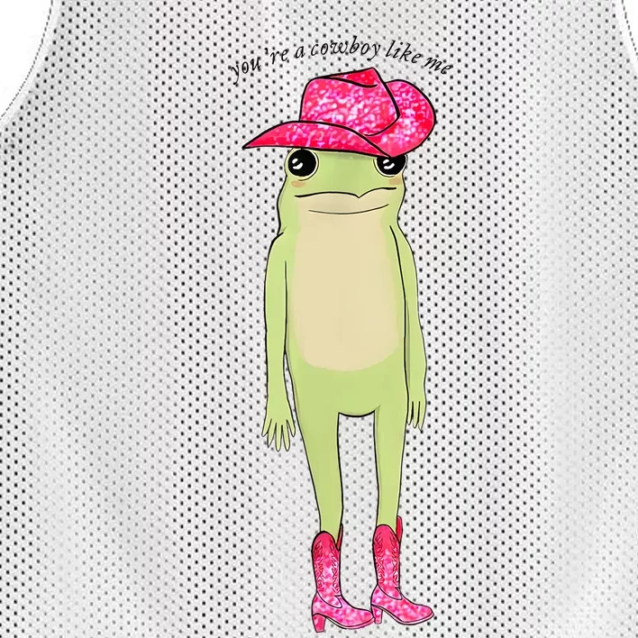 YouRe A Cowboy Like Me Funny Frog Pink Cowboy Hat Cowgirl Mesh Reversible Basketball Jersey Tank