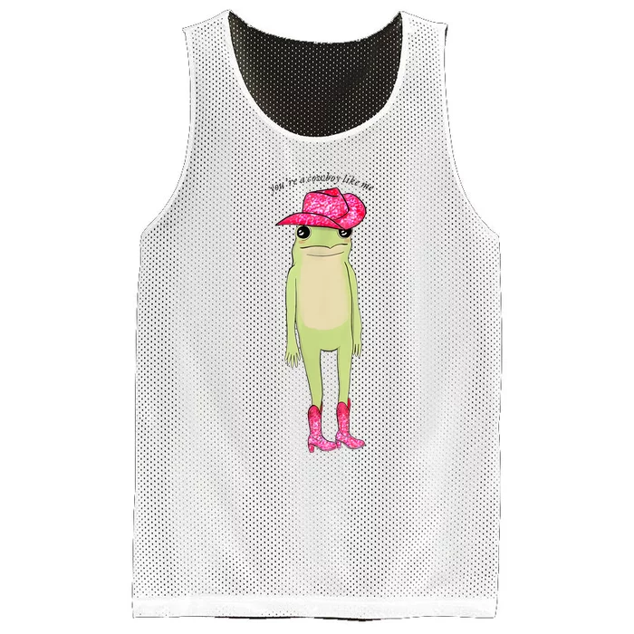 YouRe A Cowboy Like Me Funny Frog Pink Cowboy Hat Cowgirl Mesh Reversible Basketball Jersey Tank