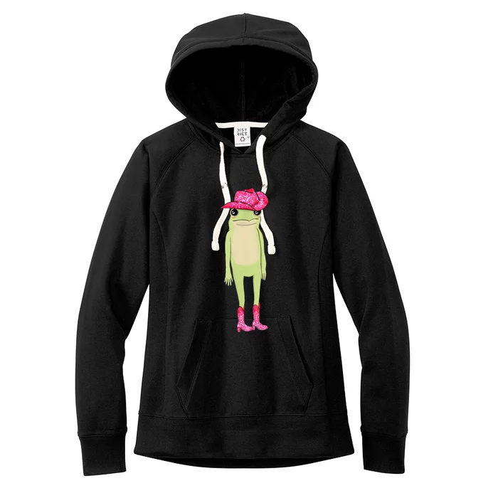 Youre A Cowboy Like Me Funny Frog Pink Cowboy Hat Cowgirl Women's Fleece Hoodie