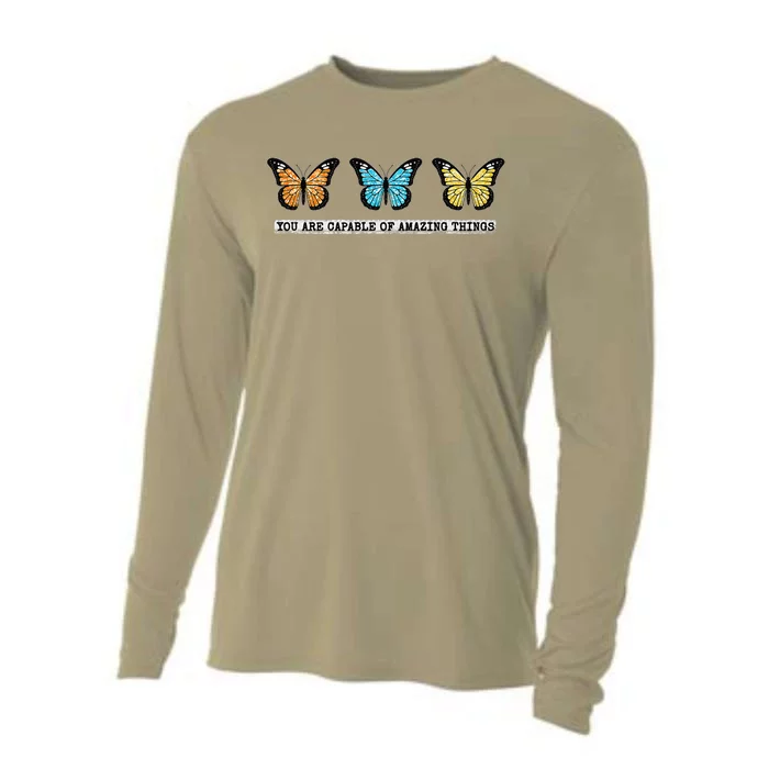 You Are Capable Of Amazing Things Monarch Butterfly Cooling Performance Long Sleeve Crew