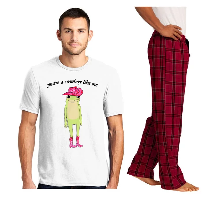 Youre A Cowboy Like Me Cowboy Frog Pink Funny Pajama Set