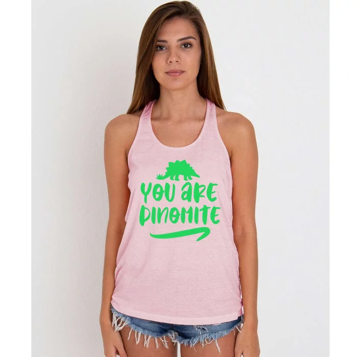 You Are Dinogiftmite Dinosaur Back To School Gift Women's Knotted Racerback Tank