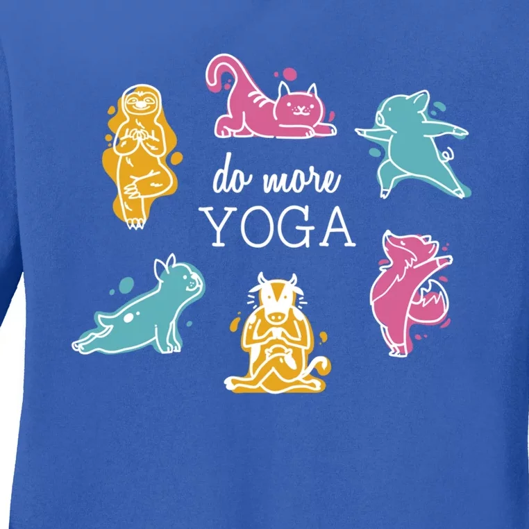 Yoga Animals Do More Yoga Asana Pose Graphic Icon Instructor Cute Gift Ladies Long Sleeve Shirt