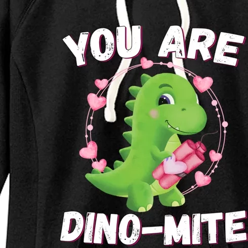 You Are Dinofunny Giftmite Dinosaurs Valentines Day Heart Dinofunny Giftmite Coo Women's Fleece Hoodie