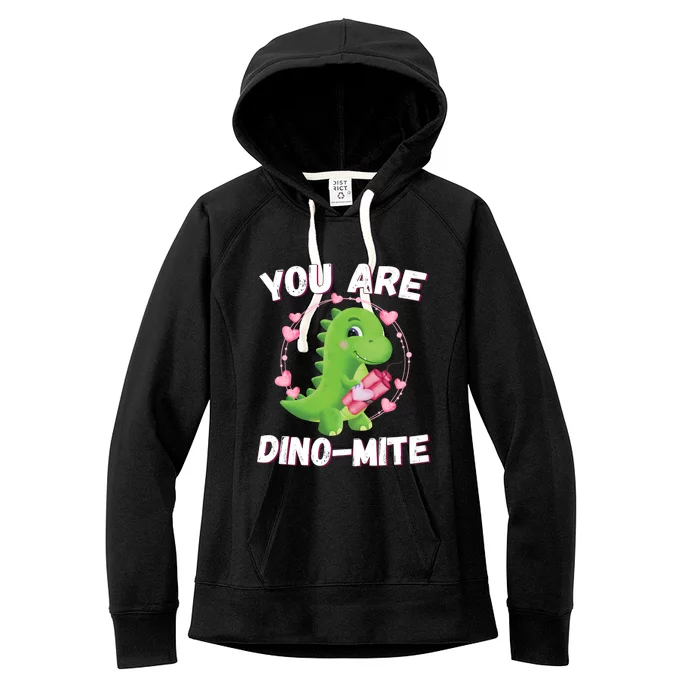 You Are Dinofunny Giftmite Dinosaurs Valentines Day Heart Dinofunny Giftmite Coo Women's Fleece Hoodie