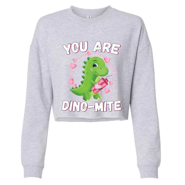 You Are Dinofunny Giftmite Dinosaurs Valentines Day Heart Dinofunny Giftmite Coo Cropped Pullover Crew