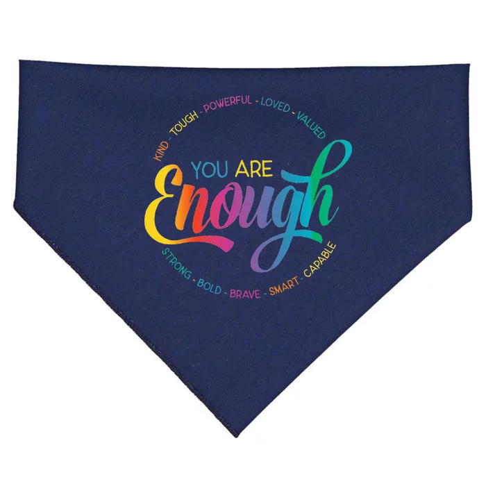 You Are Enough LGBT Pride Month Gay Lesbian Rainbow Ally USA-Made Doggie Bandana