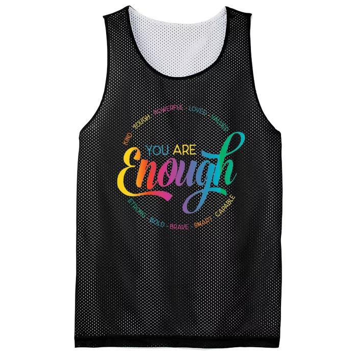 You Are Enough LGBT Pride Month Gay Lesbian Rainbow Ally Mesh Reversible Basketball Jersey Tank