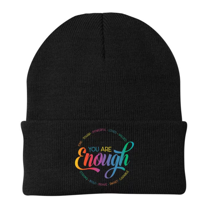 You Are Enough LGBT Pride Month Gay Lesbian Rainbow Ally Knit Cap Winter Beanie