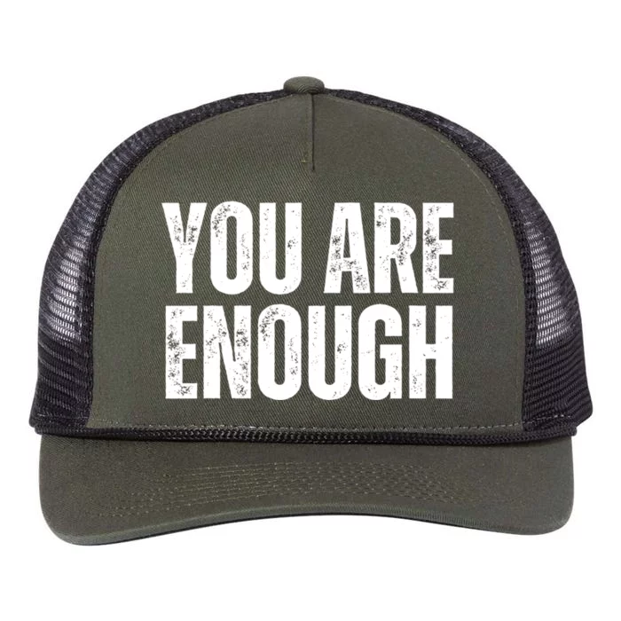 You Are Enough Positive Affirmation Inspiration Cute Gift Retro Rope Trucker Hat Cap