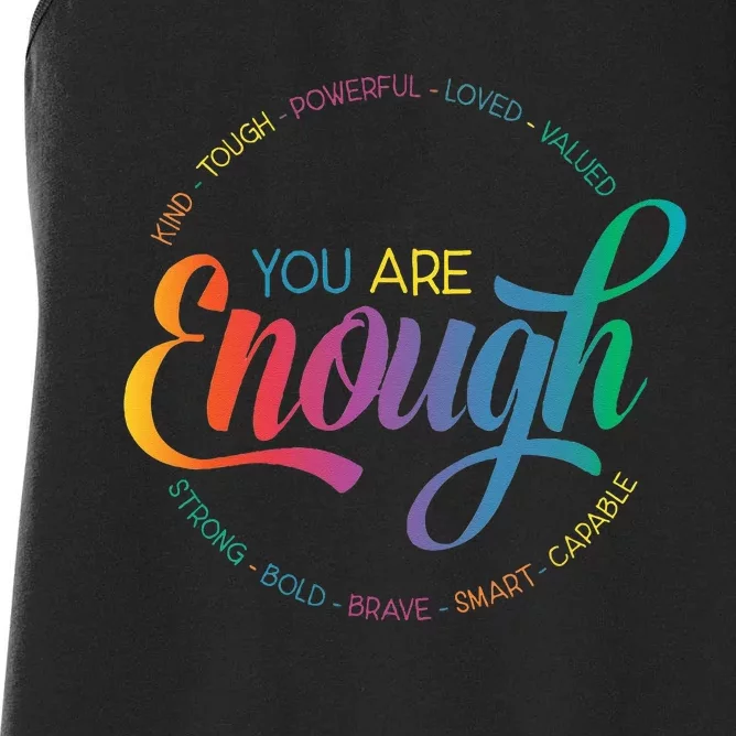 You Are Enough LGBT Pride Month Gay Lesbian Rainbow Ally Women's Racerback Tank