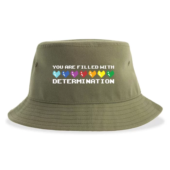 You Are Filled With Determination Gamers Motivational Gaming Sustainable Bucket Hat