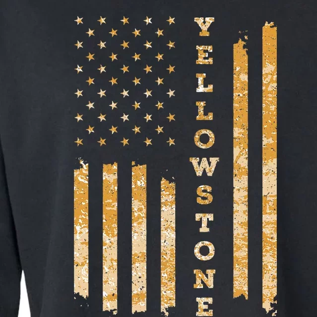 Yellowstone American Flag – Usa National Park Cropped Pullover Crew